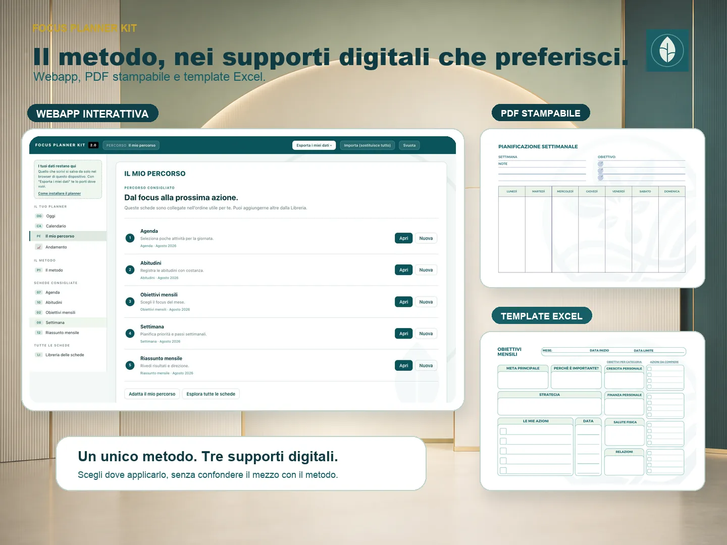Il Focus Planner Kit: web app, schede stampabili e file Excel