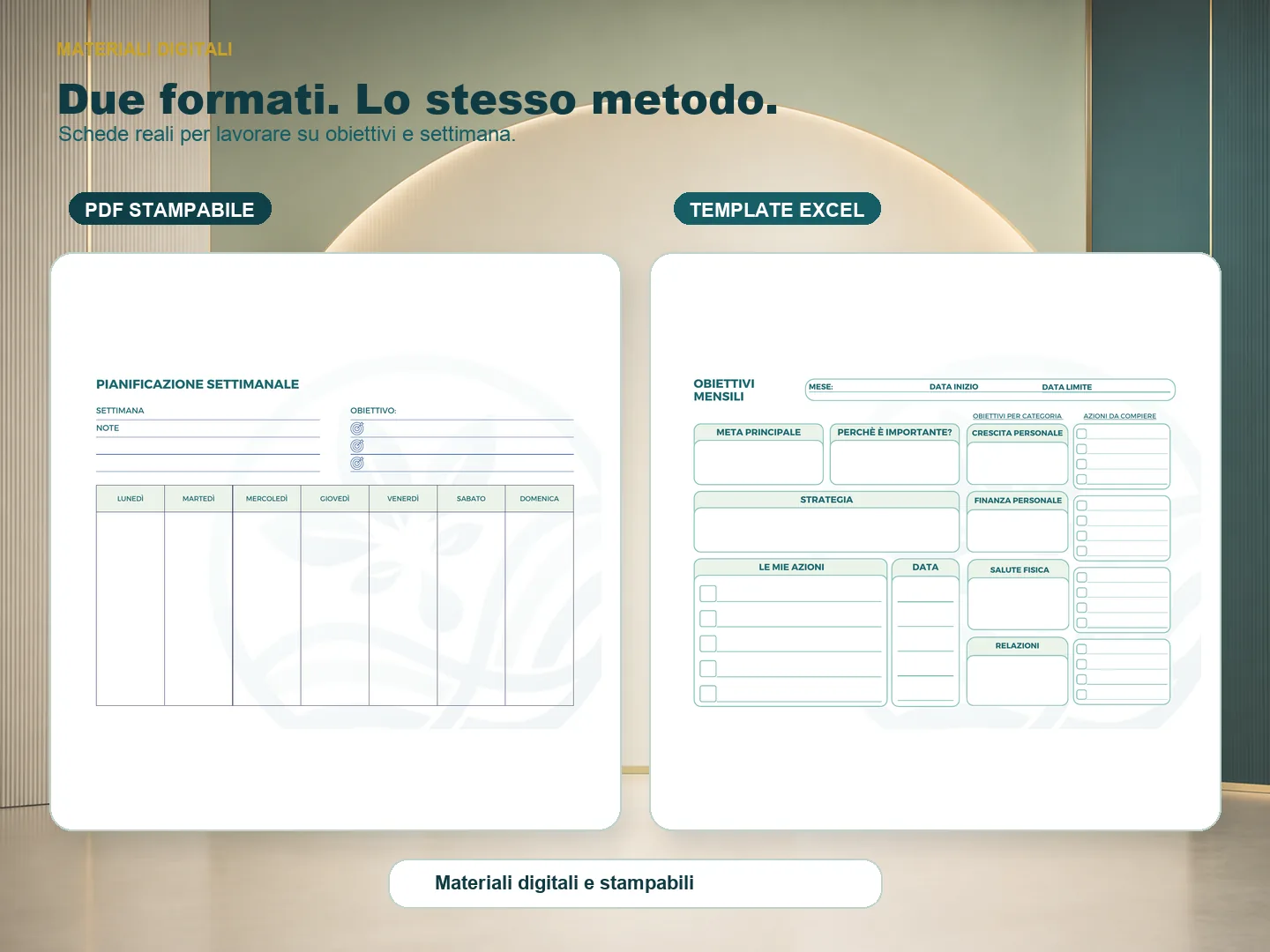 Le schede PDF stampabili e il file Excel